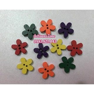 Cúc gỗ hoa - Phụ kiện trang trí Scrapbook, love box, thiệp, album....