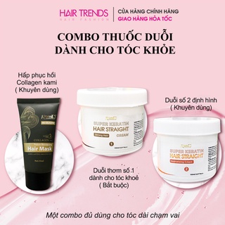 Combo ép tóc KAMI, duỗi tóc siêu dưỡng keratin phục hồi tóc tại nhà không cần định hình (Size nhỏ)