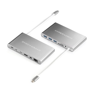 Cổng Chuyển HyperDrive Ultimate USB-C Hub For MacBook, PC, USB-C Devices - Xám (GN30-GREY) - Hàng Chính Hãng