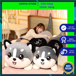 Gấu Bông Mèo Husky, Gối Ôm hình thú nhồi bông Con Mèo Đáng Yêu Cho Bé, Vải Bông Mềm Mịn Co Giãn 4 Chiều