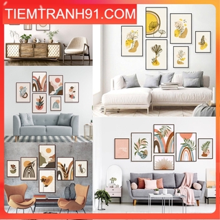 SET 6 TRANH TREO TƯỜNG PHÒNG KHÁCH - TIỆM TRANH 91 - TRANH CANVAS Bắc Âu, tranh trang trí decor, tặng kèm đinh treo