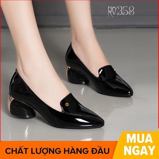 Giày búp bê nữ cao gót 2 phân hàng hiệu rosata đẹp hai màu đen đỏ ro358