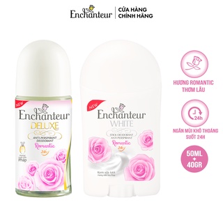 Combo Lăn Khử Mùi Hương Nước Hoa Enchanteur Romantic 50ml + Sáp Khử Mùi Trắng Da Enchanteur Romantic 40g