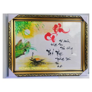 Khung tranh thư pháp vẽ tay: ƠN CÔ ( kích thước 48.5cm x 62cm )