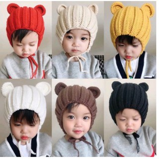 [FAFRINW05 giảm tối đa 30k đơn 150k]Mũ len tai gấu cho bé 1- 3 tuổi - nhiều màu