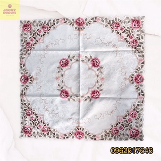 [VINTAGE] Khăn trải bàn vuông 90x90cm THÊU HOA Nhật Bản - HÀNG ĐẸP