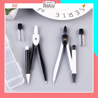 Compa học sinh đẹp 2 màu đen trắng có hộp cao cấp NATO COMPA