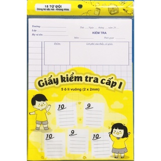 Giấy kiểm tra cấp 1 (5 ô li vuông,15 tờ đôi) -  Vỏ Vàng