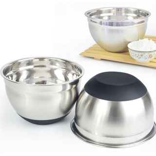 Tô trộn bột Inox size 20 đến 22 cm Hàng có Đế Đen chống trượt hàng Nhập Khẩu