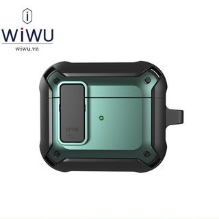 Ốp bảo vệ cho Airpod  Pro , AP3 2021 , AP 1 , 2 sạc không dây chính hãng Wiwu Mecha Case  kèm móc khoá