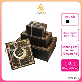 Hộp đựng quà giấy in hình chòm sao màu đen trắng size 15x11x8cm - SP004345
