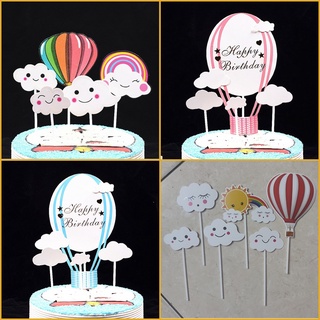 Bộ 5 hình cắm cầu vồng khí cầu trang trí bánh, topper cake