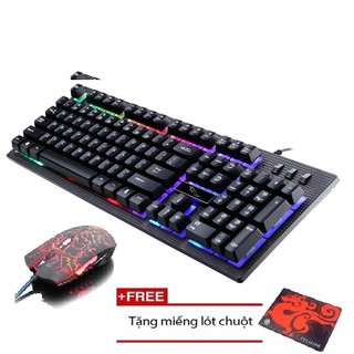 Combo bàn phím LED giả cơ G20 và chuột chơi Game R8 1611 (Đen) + Tặng kèm lót chuột