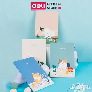 Sổ ghi chép khâu gáy A5 B5 hình gấu Deli 40 trang 70g 1 quyển Nhiều màu hình thú dễ thương giấy kẻ ngang chống lóa mắt