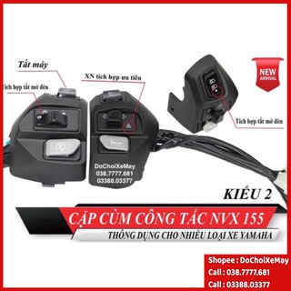 Bộ Cùm công tắc NVX 2 bên dành cho dòng xe Yamaha tích hợp Hazzard cho Exciter 135 Jupiter Nouvo Mio . DoChoiXeMay