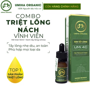 Tẩy triệt lông Nách vĩnh viễn UMIHA - Combo Mỡ trăn triệt lông U Minh Hạ (10ml) và Kem tẩy lông Umi 4C (100ml)