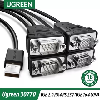 Cáp USB to RS232 Chính Hãng Ugreen 30770 US229 (USB 2.0 to 4 Com 9 kim) dài 1.5met