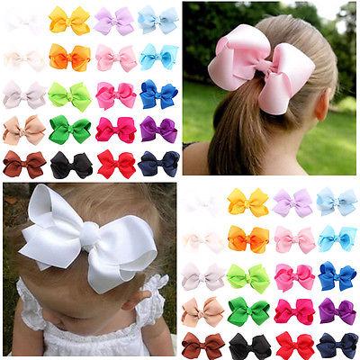 Bộ 20 nơ cái tóc màu trơn duyên dáng dành cho bé