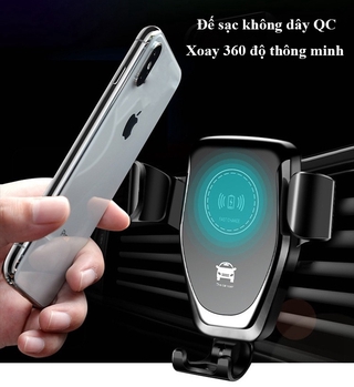 Đế Sạc Không Dây Trên Ô tô Xe Hơi Khả Năng Xoay 360 Độ Thông Minh
