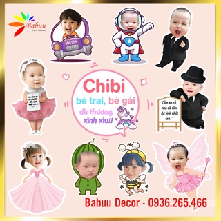 Chibi sinh nhật bé trai, bé gái