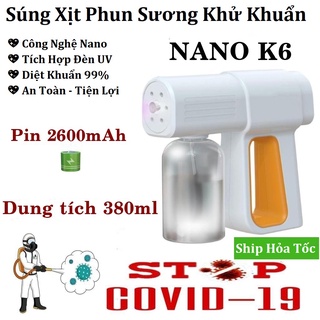 Súng Phun Sương Khử Khuẩn Công Nghệ Nano K6 - Tích Hợp Đèn UV - Diệt Khuẩn Lên Đến 99% - Video Ảnh Thật - BH12T