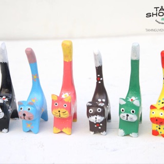 [CAO CẤP] Bộ 6 em mèo gỗ super cute