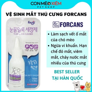 Lau rửa mắt vết ố bẩn cho chó mèo Forcans 100ml, làm sạch nước mắt bụi bẩn cún mèo Con Mèo Xiêm