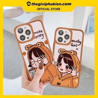 Ốp iphone - Ốp lưng iphone cạnh vuông viền camera lovely girl dành cho ip 6 đến 14promax - G28