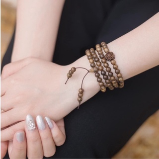 Vòng Tay Trầm Hương 108 Hạt Mix Hoa Sen Trầm - Chuỗi Tràng Hạt 108 6 7 8mm Trầm Tốc Việt - Vòng Phong Thủy May Mắn