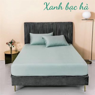 BỘ GA GỐI 3 MÓN LỤA TENCEL - XANH BẠC HÀ