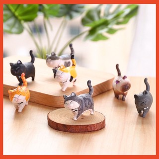 Set 9 mô hình mèo đi bộ khoe bi trang trí văn phòng, xe hơi