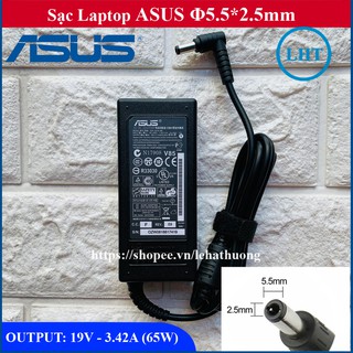 Sạc Laptop Asus 19v 3.42a (65w) chân thường to đường kính đầu sạc 5.5mm - tặng kèm dây nguồn