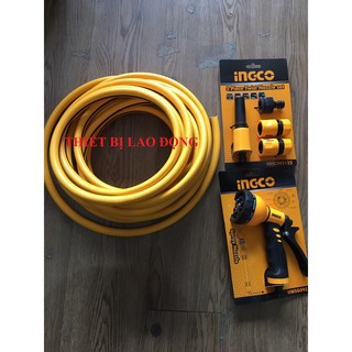 Combo ống nhựa PVC, vòi xịt đa năng và bộ 5 đầu nối nhanh máy xịt rửa INGCO HPH2001 HWSG092 HHCS05122