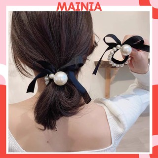 Dây Buộc Tóc Hàn Quốc Đính Nơ Màu Đen Siêu Co Giãn Dây Cột Tóc Xinh Xắn Mainia Shop
