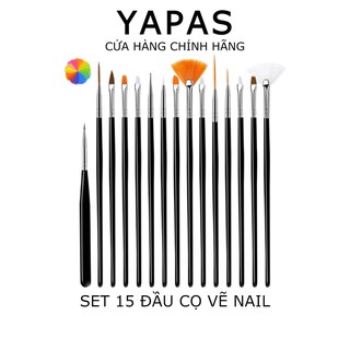 Set 15 đầu cọ vẽ móng, cọ nét omber tản nhũ phủi mặt chuyên dụng cho dân làm nail