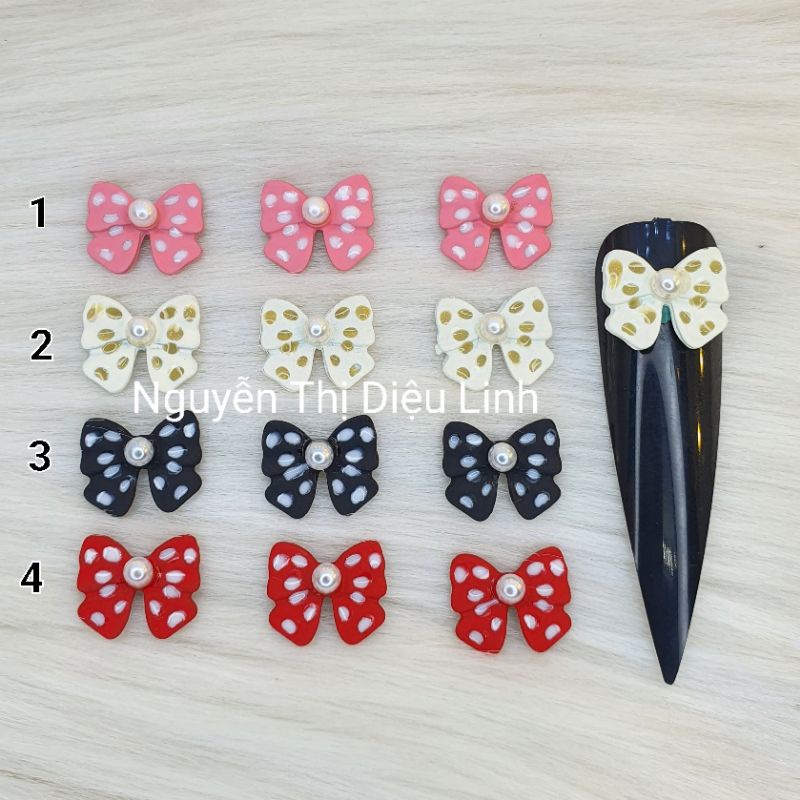Túi 5 viên charm nơ chấm bi