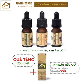 Combo 3 loại Tinh Dầu UMIHOME gồm Khuynh diệp, Vỏ Quế, Quýt (10mlx3) hữu cơ nguyên chất