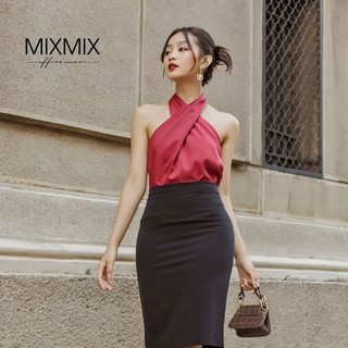 Áo cổ yếm dạo phố cực xinh màu đỏ - MIXMIX - Hàng thiết kế - Hình ảnh độc quyền shop tự chụp