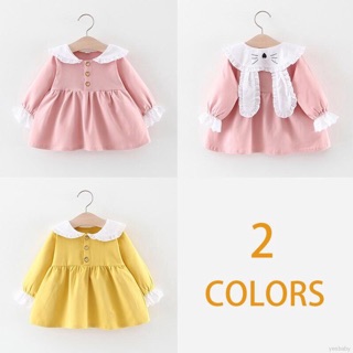 Váy thu đông cổ tai thỏ cúc ngực bé gái size 7-15kg