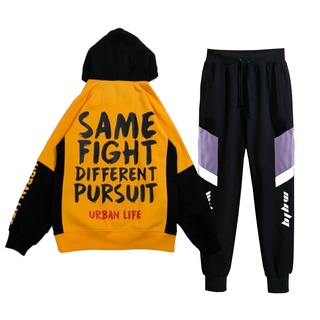 Set Bộ 2 Món Quần Dài + Áo Hoodie Nón Nam Nữ Unisex Chất Vải Nỉ CB2_MQU076THDEF6_WAH034NO (Dọc Tím Mula + Vegorrs)