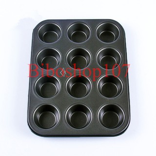 Khuôn chống dính nướng bánh cupcake 12 ô mini