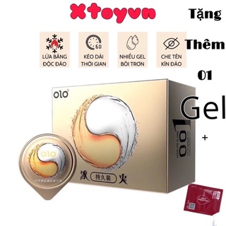 Bao Cao Su OLO 0.01mm Vàng , Siêu Mỏng Tặng Kèm Bi Kéo Dài Thời Gian - Gốc Nước - Hộp 10 Bcs + 1 gói gel