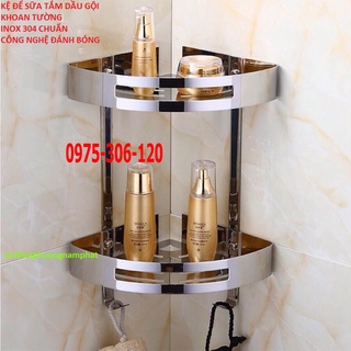 [CÔNG NGHỆ ĐÁNH BÓNG] Kệ Sữa Tắm Dầu Gội Trong Nhà Tắm INOX 304 KG18 KÊ GÓC TẤM, inox 304 sáng bóng chống han rỉ