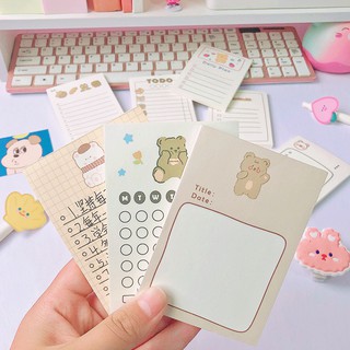 Tập 50 giấy note gấu ghi nhớ, giấy nhớ dán in sẵn các mục đích công việc khác nhau phong cách dễ thương D-21