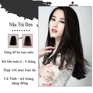 Thuốc nhuộm tóc màu NÂU TRÀ ĐEN màu nhuộm lên chuẩn tone kem nhuộm an toàn không sót da đầu kem nhuồm mui thơm