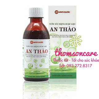 Nước súc miệng An Thảo từ thảo dược, phòng các bệnh răng miệng từ vỏ cau, tinh dầu bạc hà, đinh hương