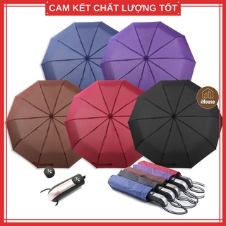 Ô che mưa nắng đóng mở bấm tự động, Ô dù che mưa nắng thời trang gấp nhỏ gọn có dây đeo iHouse