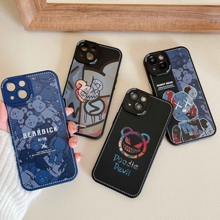 Ốp Điện Thoại Da Họa Tiết Gấu Thời Trang Cho iPhone 14ProMax 13Pro 12 11 XSMax