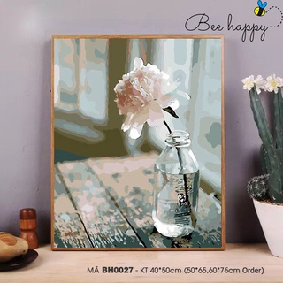 Tranh sơn dầu số hoá DIY tự vẽ lọ hoa BEE HAPPY - Mã BH0027 Hương hoa đợi chờ