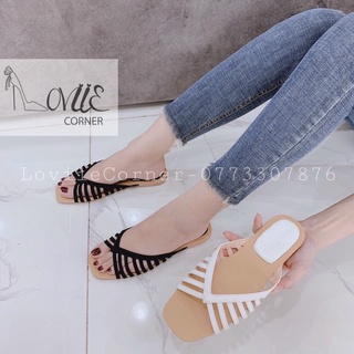DÉP LÊ NỮ LOVIIECORNER- DÉP NỮ THỜI TRANG ĐẾ BỆT QUAI RỌ  QUAI NGANG ĐẾ XẸP   D210483 D201142
